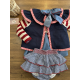BRAGA VOLANTES NIDO MÁS BLUSA VAQUERA Y CHAQUETA 3/4 RAYAS ROJAS-CRUDA , LA MARTINICA