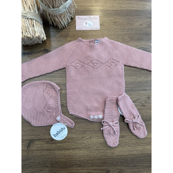 PELELE CORTO M/L BEBE PUNTO CAPOTA Y PATUCOS BRILLO , BABIDU
