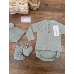 CONJUNTO BRAGA 4PIEZAS GORRO Y PATUCOS"LAUREL GRACE", MAC ILUSIÓN