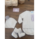CONJUNTO BRAGA 4PIEZAS GORRO Y PATUCOS "NATURAL TRENZ", MAC ILUSIÓN