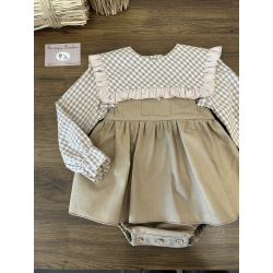 CAMISA NIÑA VICHY CAMEL MÁS RANITA CAMEL , PIO PIO