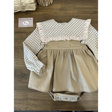 CAMISA NIÑA VICHY CAMEL MÁS RANITA CAMEL , PIO PIO