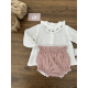 BLUSA ROCOCO BORDADO A MANO CRUDO MÁS RANITA BERMEO ENGOMADA ROSA, TARTALETA